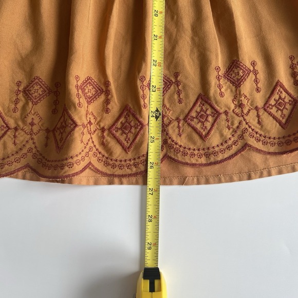 Womens Large Orange Red Embroidery Flare Sleeve Blouse Top Boho Festival Peasant - Picture 12 of 13